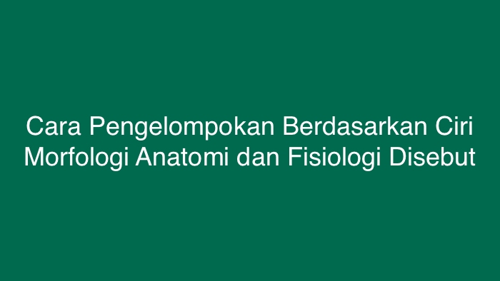 Cara Pengelompokan Berdasarkan Ciri Morfologi Anatomi dan Fisiologi Disebut