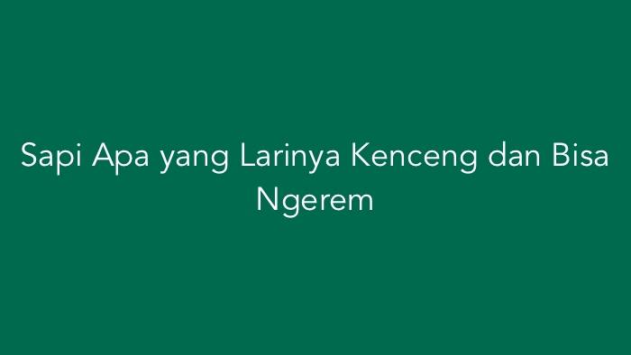 Sapi Apa yang Larinya Kenceng dan Bisa Ngerem