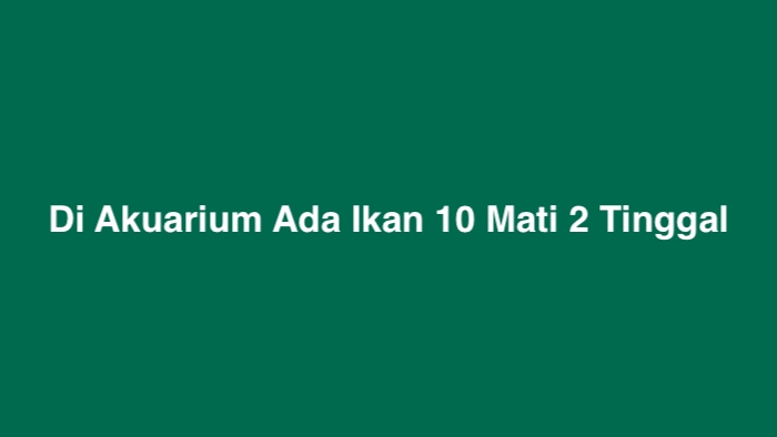 Di Akuarium Ada Ikan 10 Mati 2 Tinggal