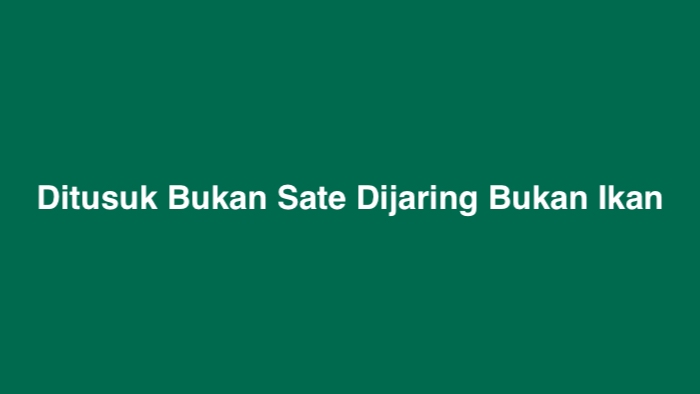 Ditusuk Bukan Sate Dijaring Bukan Ikan