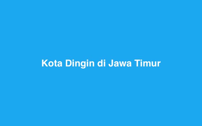 Kota Dingin di Jawa Timur