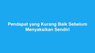 Pendapat yang Kurang Baik Sebelum Menyaksikan Sendiri