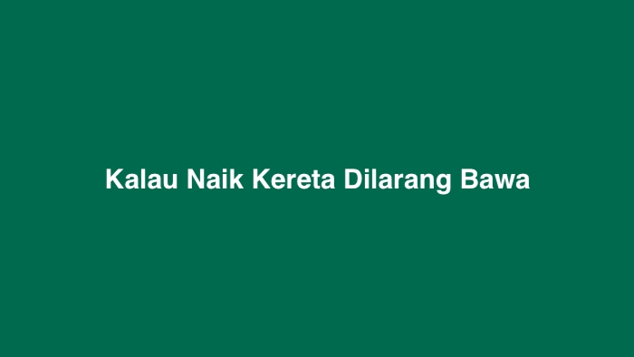 Kalau Naik Kereta Dilarang Bawa