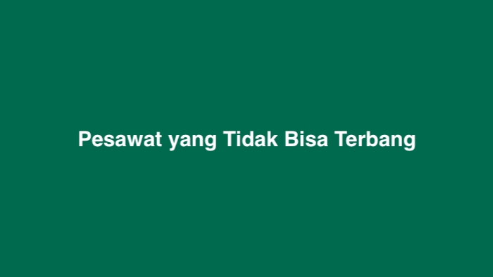 Pesawat yang Tidak Bisa Terbang